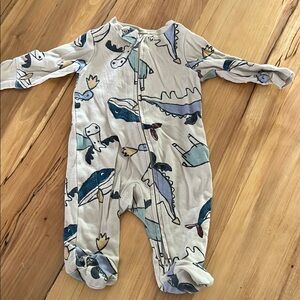 Carter's Blue and Cream Dinosaur Footies